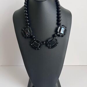 Elegant Black Resin Beaded Necklace Mourning Goth Lightweight Great Condition